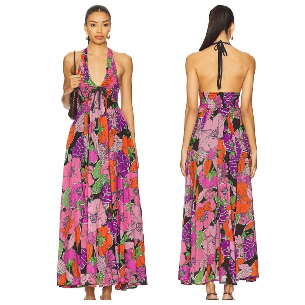 Free People Bayside Florals Halter Maxi Dress | NWT